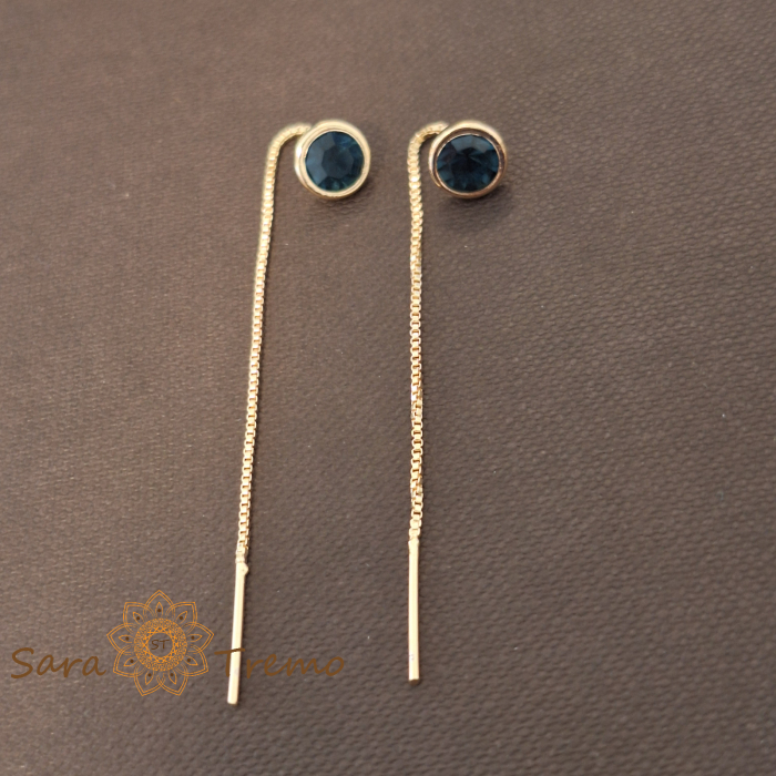 Cercei Regina Safirelor – Cristal bleumarin 6 cm placati aur 18K Brazilia [2]