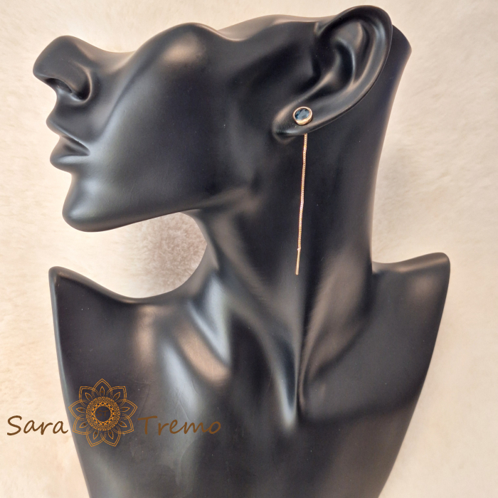 Cercei Regina Safirelor – Cristal bleumarin 6 cm placati aur 18K Brazilia [3]