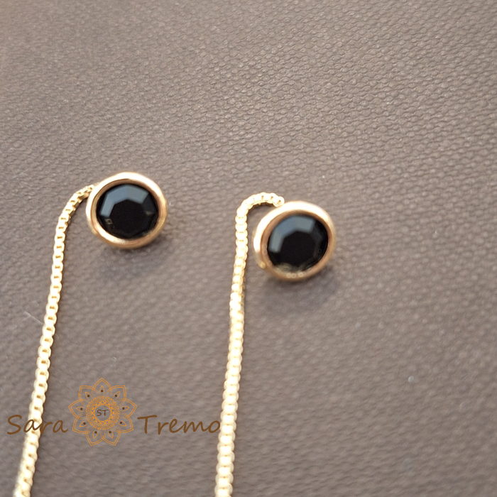 Cercei Regina Noptii – Cristal negru 6 cm placati aur 18K Brazilia [4]