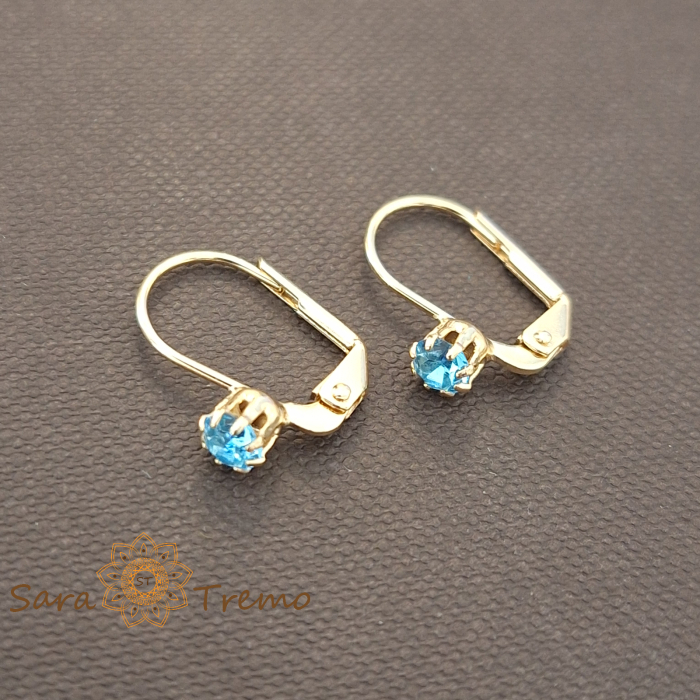 Cercei Regina Oceanului – Cristale bleu placati aur 18K Brazilia [1]