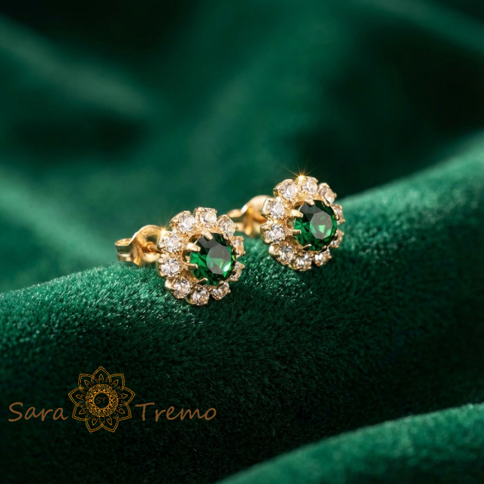 Cercei Regina Smaraldelor – Cercei cu Tija placati 18K Brazilia [2]