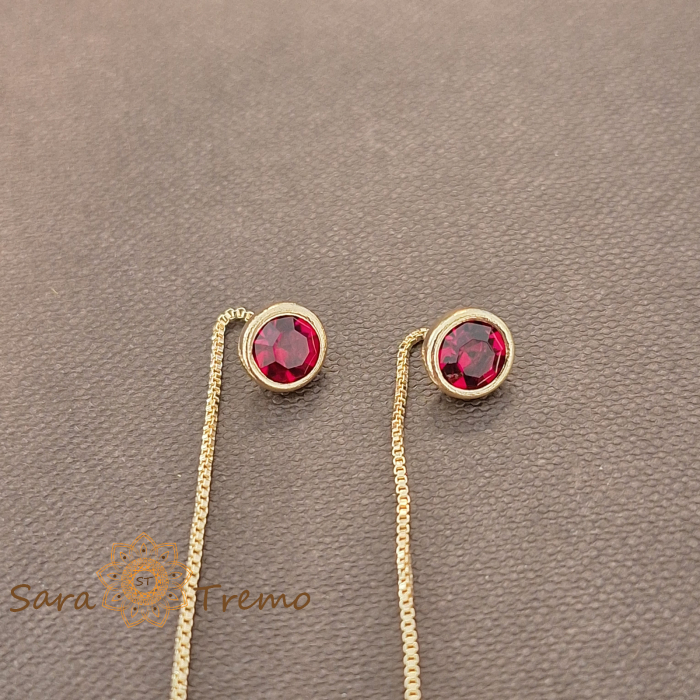 Cercei Regina Inimilor – Cristal rosu 6 cm placati aur 18K Brazilia [4]