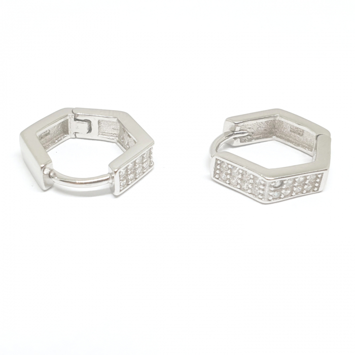 Cercei hexagonali din argint 1.4 cm French Fashion [2]