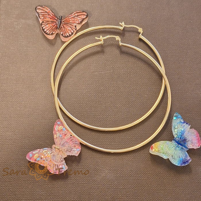 Cercei rotunzi Magie Aurie 6.5 cm, placati cu aur 18K [6]