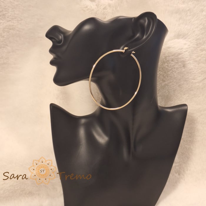 Cercei rotunzi "Magia Aurului" 7 cm, placati cu aur 18K [3]