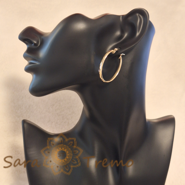 Cercei ovali, 3.5 cm – Suprafață exterioară gravată elegant cu model geometric [5]