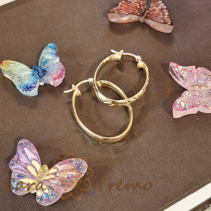 Cercei ovali, 3.5 cm – Suprafață exterioară gravată elegant cu model geometric [4]