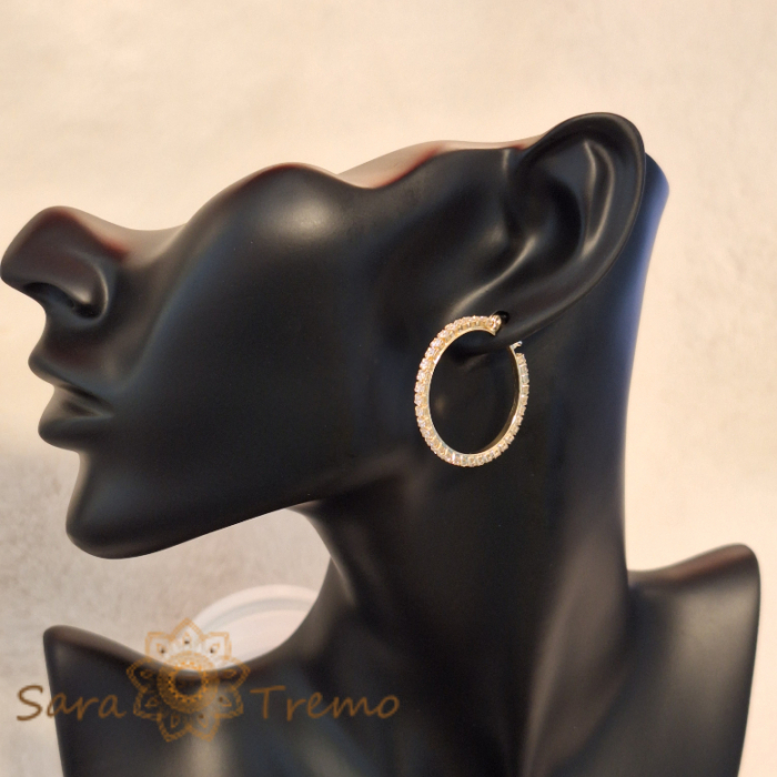 Cercei Rotunzi Luxury Placați cu Cristale Zirconia - Coroană Regală, Diametru 3 cm [5]