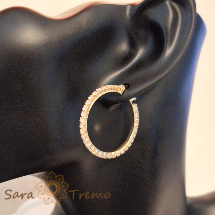 Cercei Rotunzi Luxury Placați cu Cristale Zirconia - Coroană Regală, Diametru 3 cm [6]