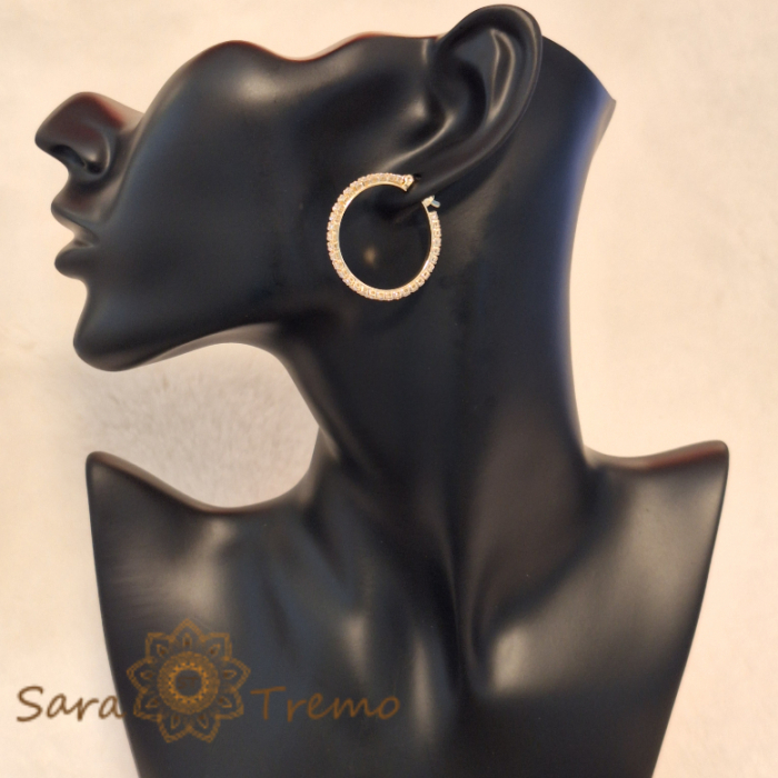 Cercei Rotunzi Luxury Placați cu Cristale Zirconia - Coroană Regală, Diametru 3 cm [4]