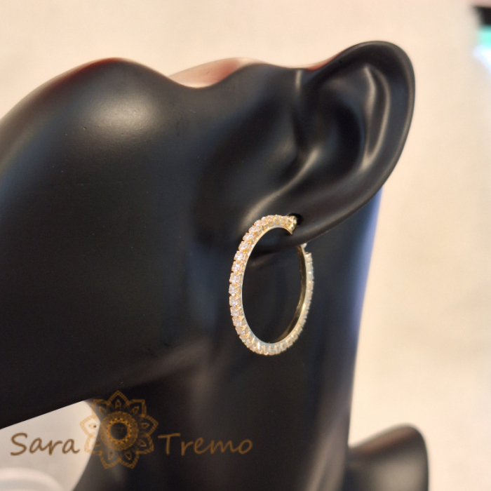 Cercei Rotunzi Luxury Placați cu Cristale Zirconia - Coroană Regală, Diametru 3 cm [7]