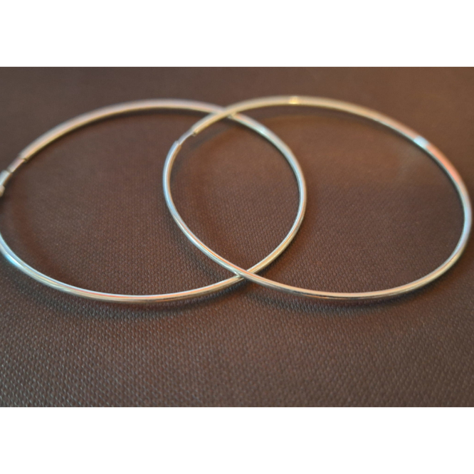 Cercei rotunzi mari tip creole din argint diametru larg - 8 cm [12]