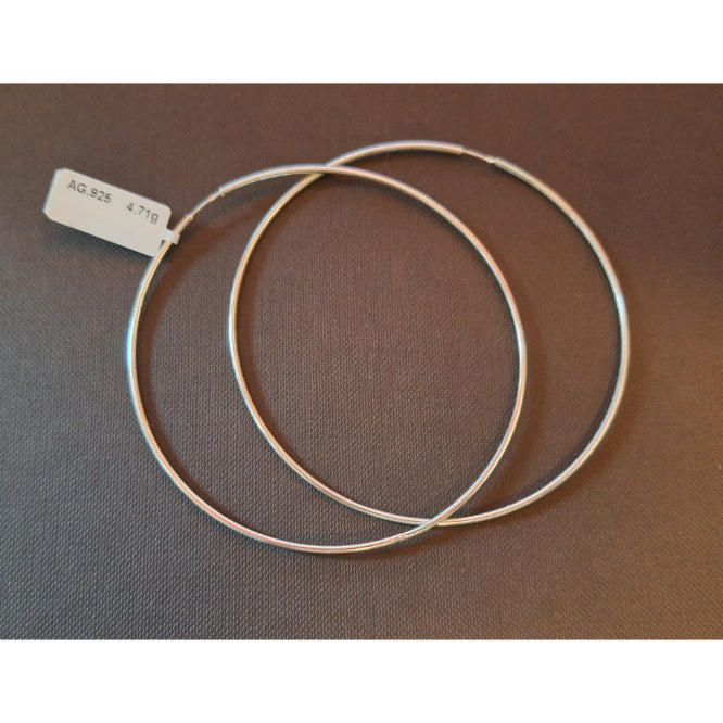 Cercei rotunzi mari tip creole din argint diametru larg - 8 cm [4]