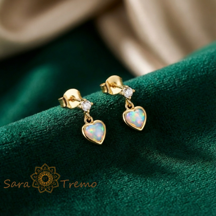 Cercei Inima Curcubeului – Cercei Tip Tija placati 18K Brazilia, zirconia cameleon [2]