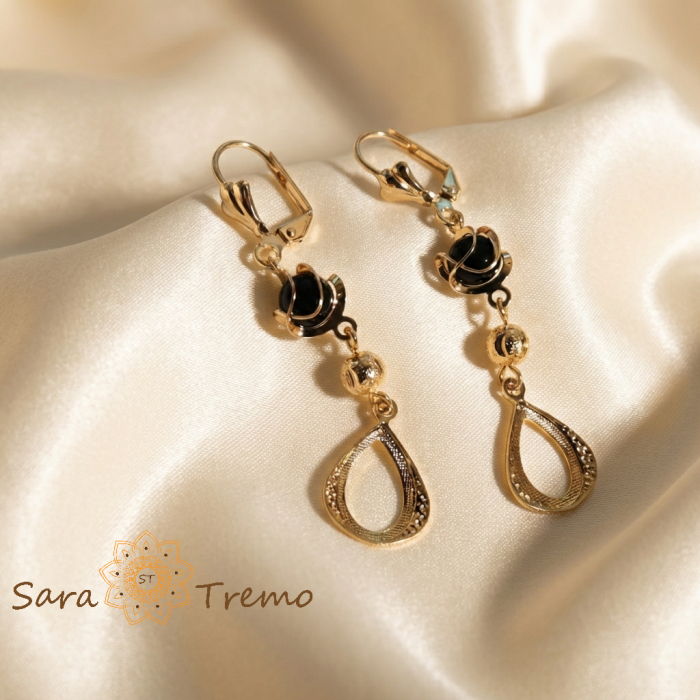 Cercei Umbra Regala – Cercei placati 18K Brazilia, 5 cm, cristale negre [3]