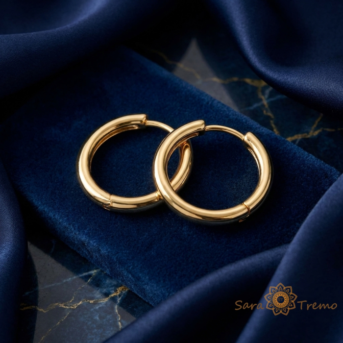 Cercei Cercul Luminii – Cercei Rotunzi placati cu 3 straturi de aur 14K, 1.5 cm [2]