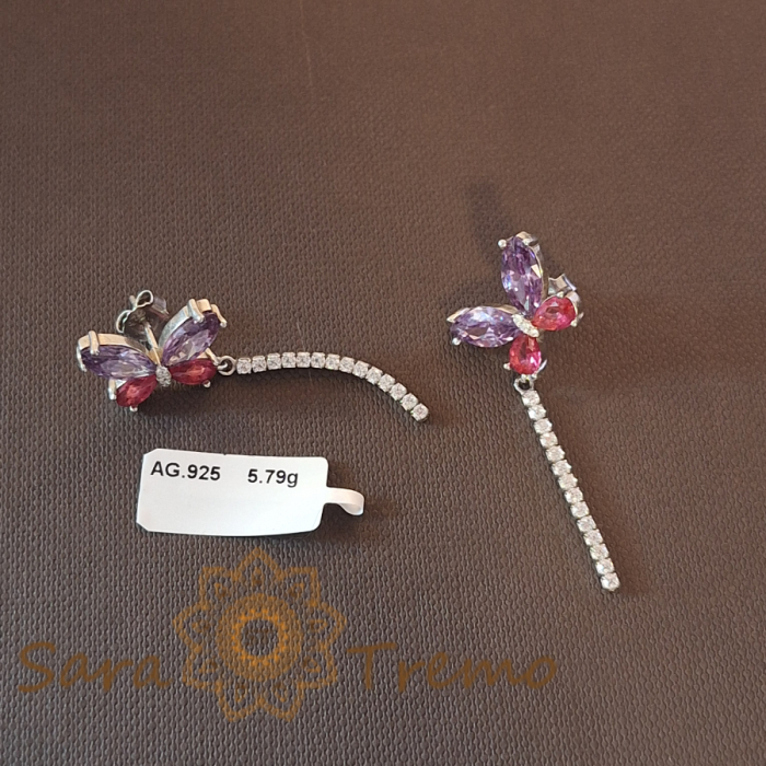 Cercei Tennis Argint 925 - Nuanțe Roz & Mov - Magic Thai [2]