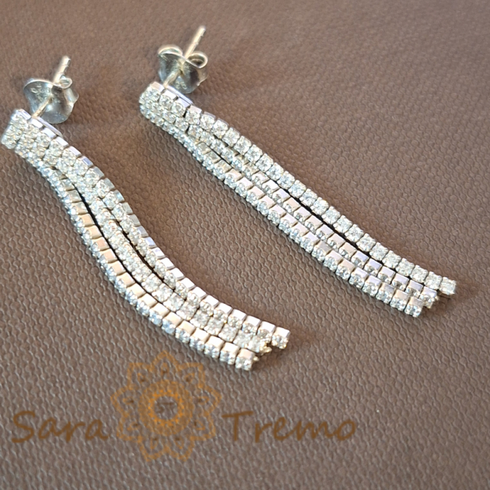 Cercei Tennis Triplu Lant Argint 925 & Zirconia - Refined Thai [2]