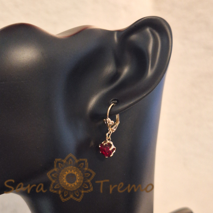 Cercei simpli și eleganți cu cristal zirconia roșu, 2.5 cm [5]