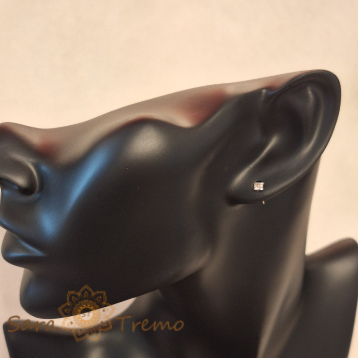 Cercei Unisex Argint 925 cu Cristal Zirconia Alb Pătrat [3]
