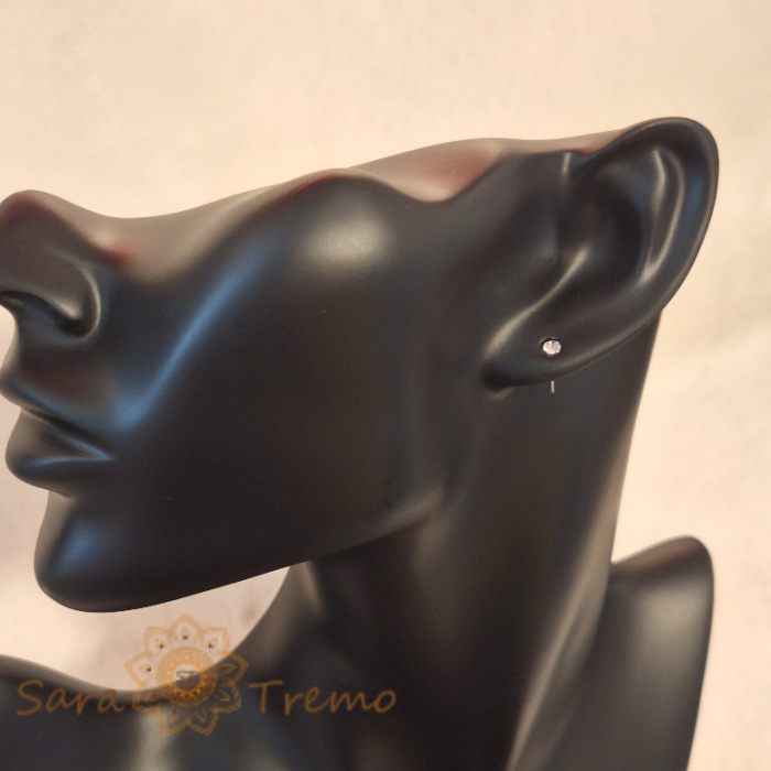 Cercei Unisex cu Cristal Zirconia Alb - Argint 925, 3 mm [2]