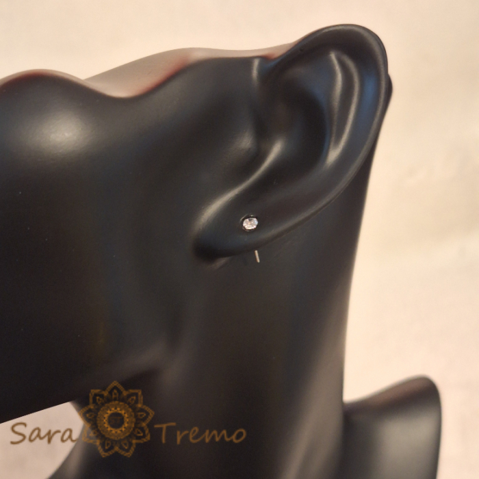 Cercei Unisex cu Cristal Zirconia Alb - Argint 925, 3 mm [3]