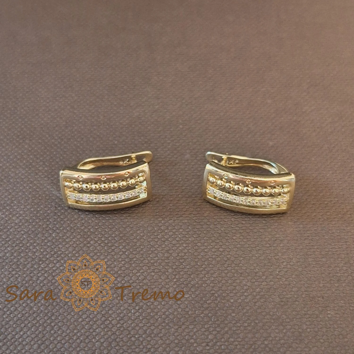 Cercei Gardianul Luminii – Cercei creole mici placati 14K cu zirconia [3]