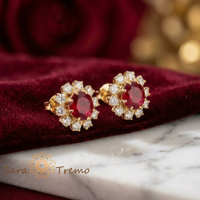 Cercei Regina Rubinie – Cercei cu tijă placați 18K Brazilia [3]