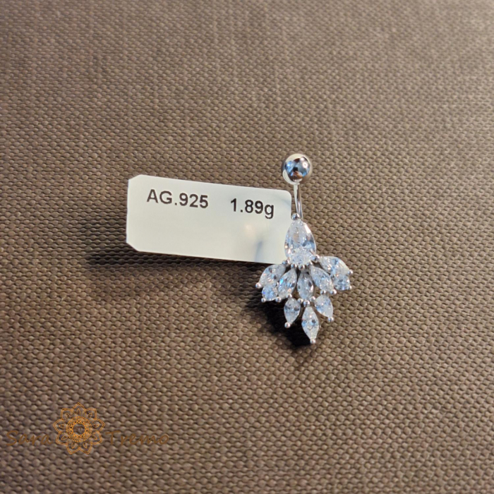 Cercel de buric din argint - model floral [3]