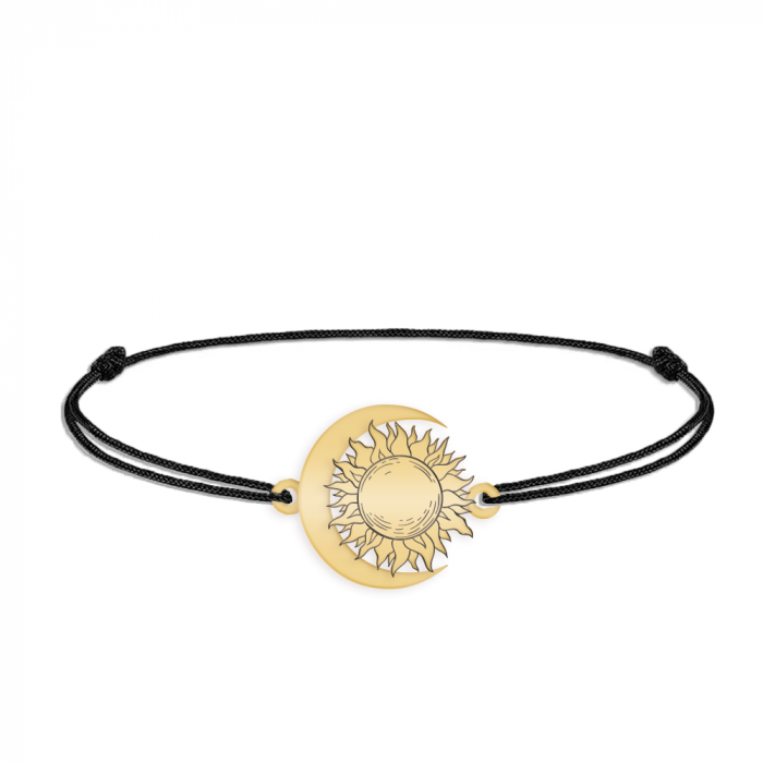 Ceres - Bratara personalizata snur Soare si Luna din argint 925 placat cu aur galben 24K [4]