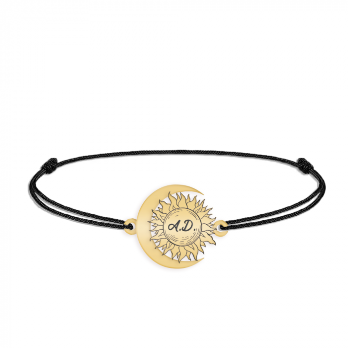 Ceres - Bratara personalizata snur Soare si Luna din argint 925 placat cu aur galben 24K [3]