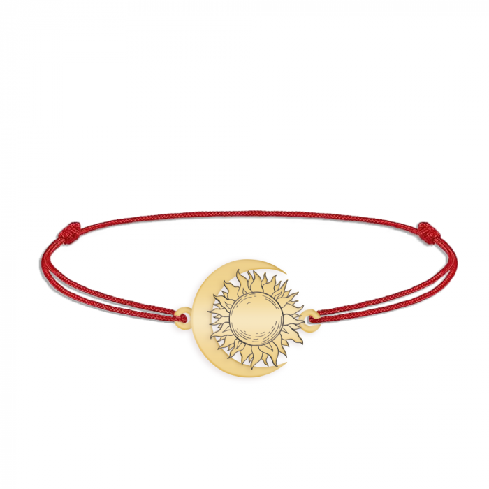 Ceres - Bratara personalizata snur Soare si Luna din argint 925 placat cu aur galben 24K [2]