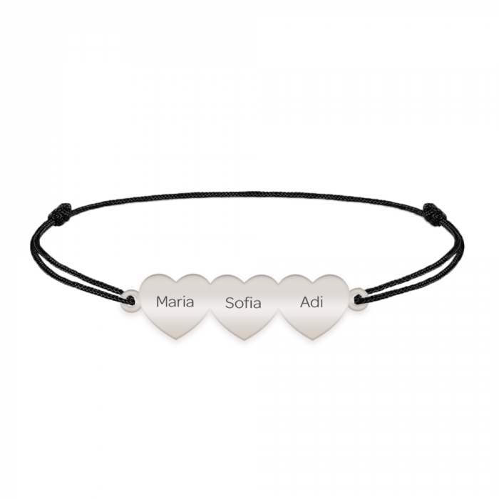 Bratara cu 3 inimi, personalizare cu orice nume - argint 925 [4]