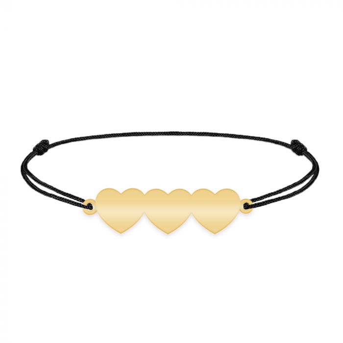 Bratara cu 3 inimi personalizate cu nume - argint 925 placat cu aur 24K [2]