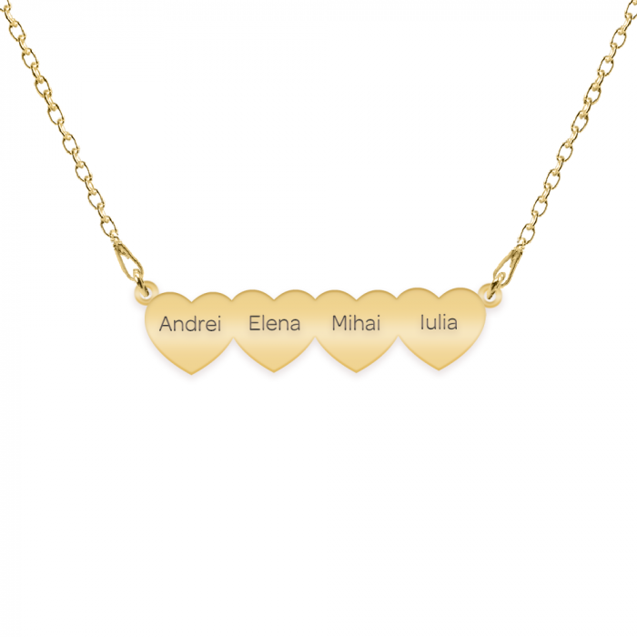 Lant cu 2-3-4 inimi personalizate cu nume - argint 925 placat cu aur 24K [4]