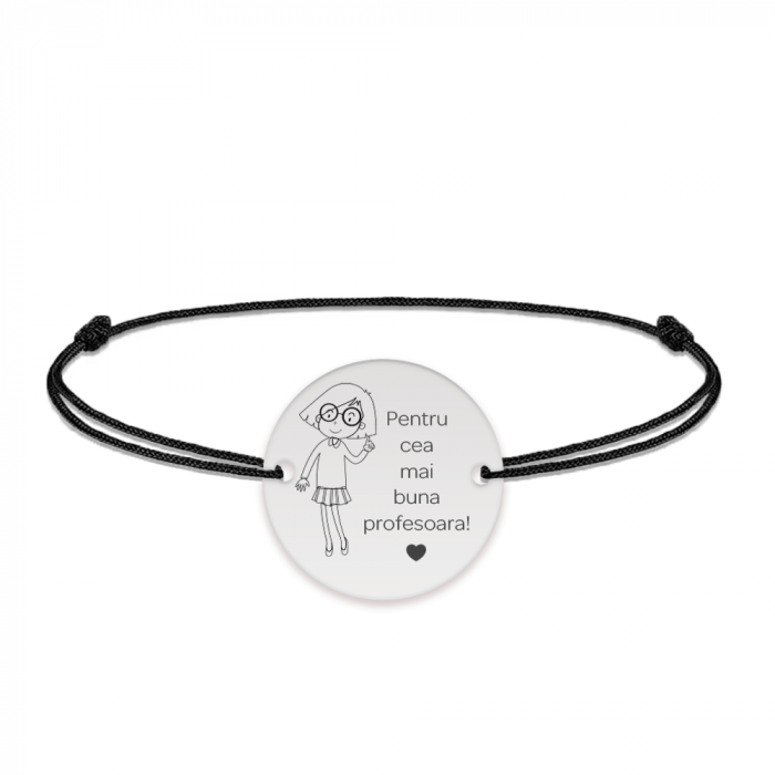Charlotte - Bratara personalizata snur si banut din argint 925 pentru Profesoara [2]