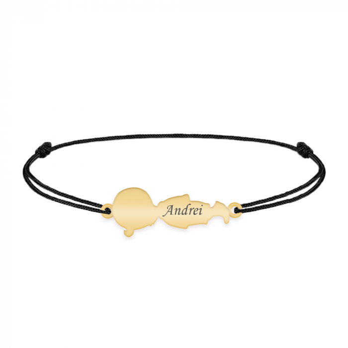 Child - Bratara personalizata snur baietel din argint 925 placat cu aur galben 24K [2]