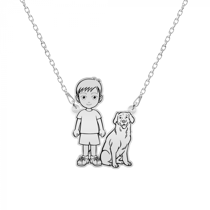 Colier cu copil si animal de companie - argint 925 [4]
