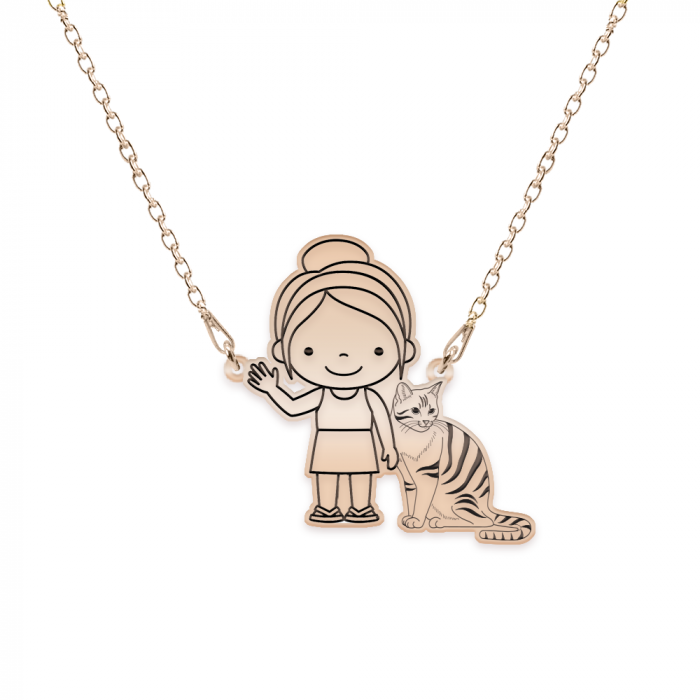Colier cu copil si animal de companie - argint 925 placat cu aur roz [4]
