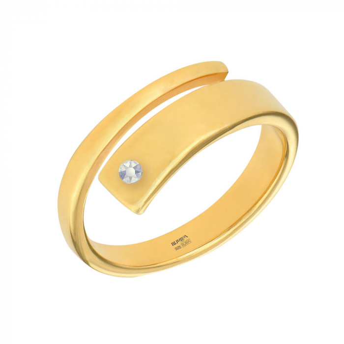 Clara - Inel personalizat cu nume asimetric reglabil din argint 925 placat cu aur galben 24K [2]
