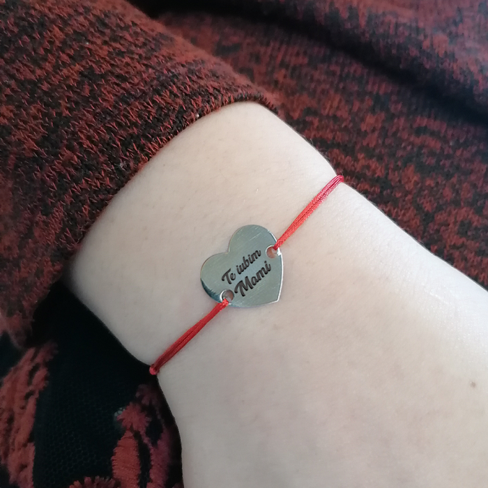 Claudia - Bratara din snur cu talisman personalizat din argint 925 - Inimioara [3]