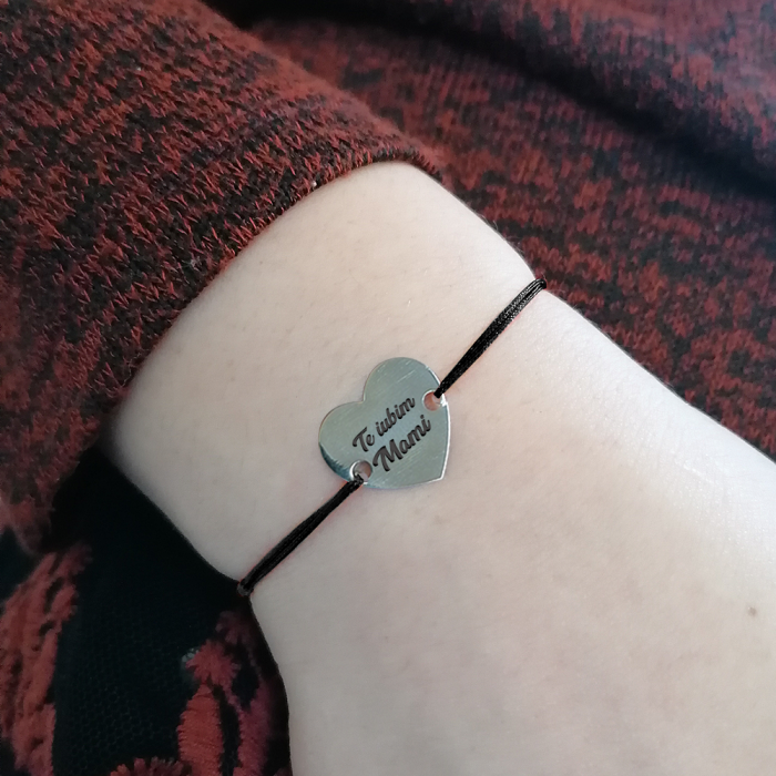 Claudia - Bratara din snur cu talisman personalizat din argint 925 - Inimioara [4]