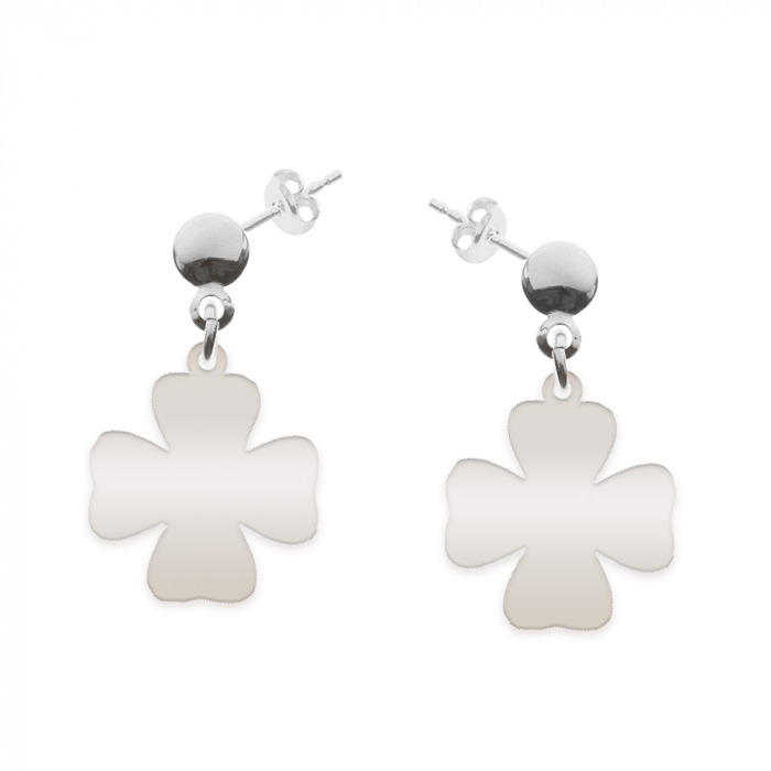 Clover - Cercei personalizati cu tija si trifoi decupat din argint 925 [2]