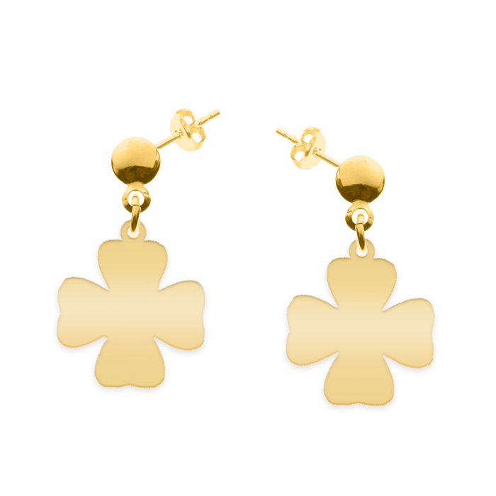Clover - Cercei personalizati cu tija si trifoi decupat din argint 925 placat cu aur roz [2]