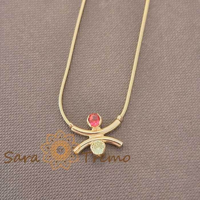 Colier Armonia Rubina – placat aur 18K cu zirconia rubin si peridot, Brazilia, stanta [1]