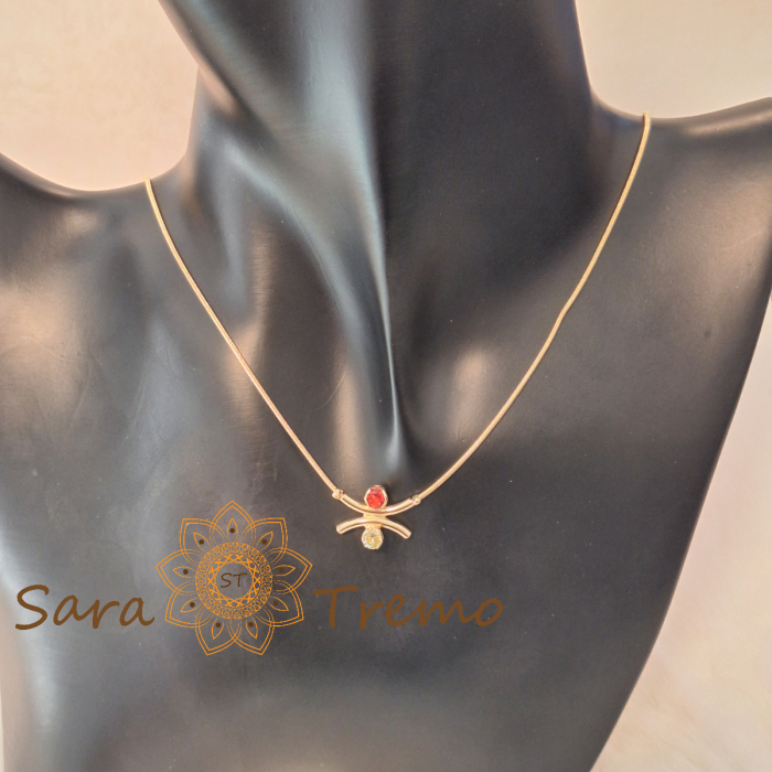 Colier Armonia Rubina – placat aur 18K cu zirconia rubin si peridot, Brazilia, stanta [3]