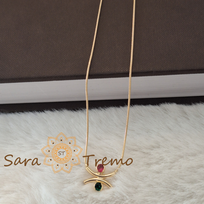 Colier Armonia Verde – placat aur 18K cu zirconia rubin si smarald, Brazilia, stanta [3]