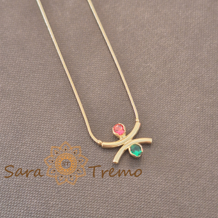Colier Armonia Verde – placat aur 18K cu zirconia rubin si smarald, Brazilia, stanta [1]