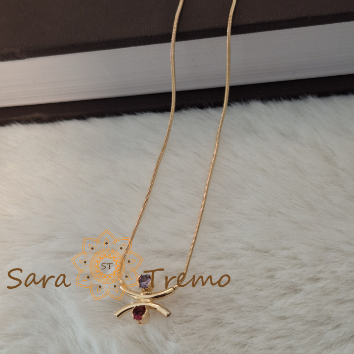 Colier Armonia Rosa – placat aur 18K cu zirconia safir roz si rubin, Brazilia, stanta [4]