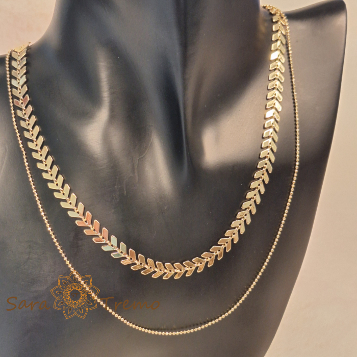 Colier dublu aur 14K placat – Ramura Vietii 40-45 cm [4]